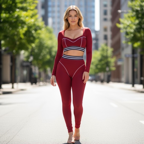 Striped Elastic Waist Band Reverse Cover Stitch Detailed 2 Piece Set
New - Picture 1 of 8